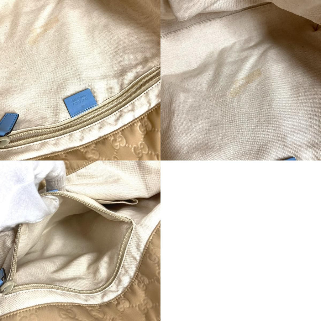 Gucci Handbag GG Logo Leather Nylon Beige — view 9