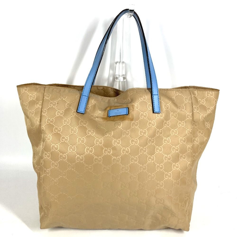 Gucci Handbag GG Logo Leather Nylon Beige
