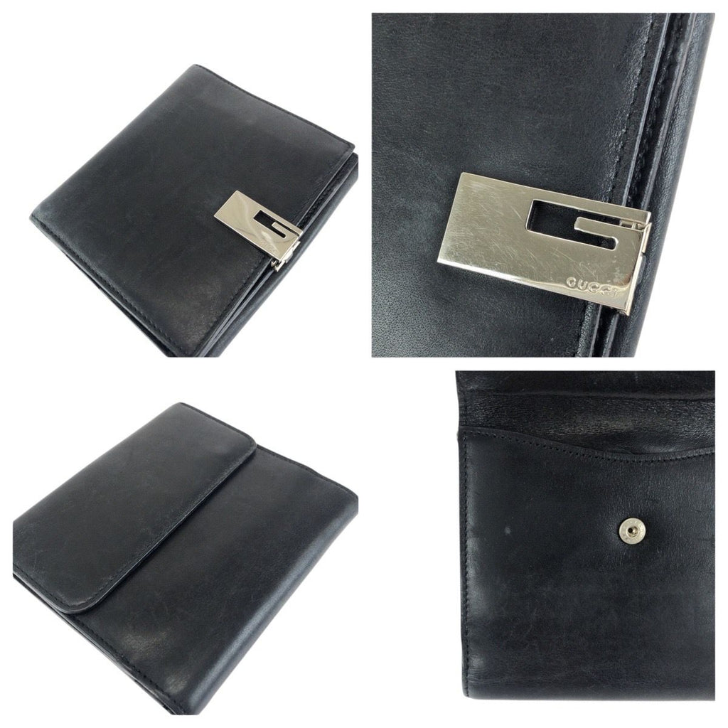 Gucci Black Silver Leather 035 Fold Wallet Compact — view 6