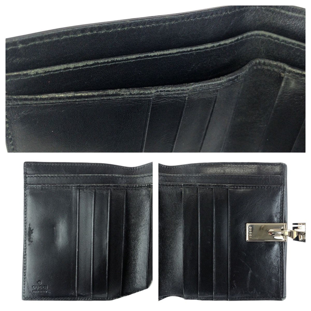 Gucci Black Silver Leather 035 Fold Wallet Compact — view 7