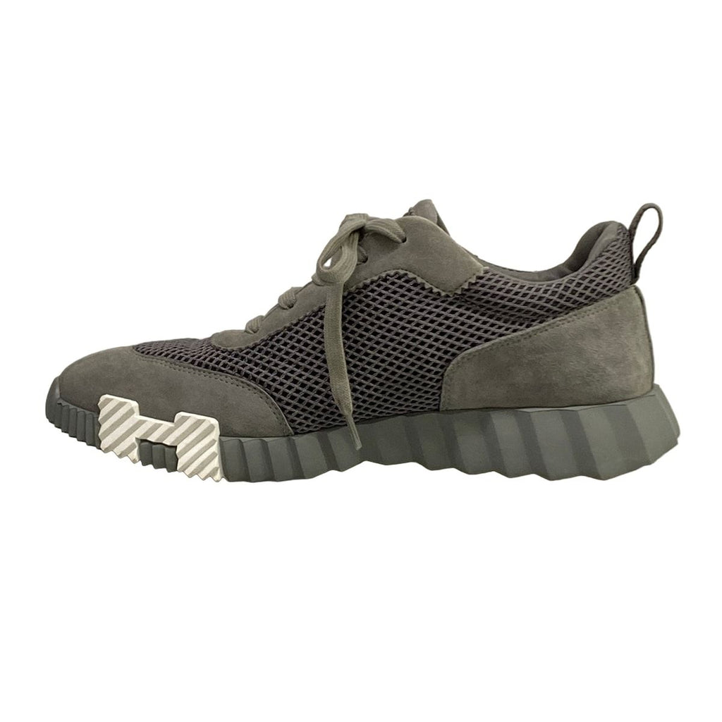 Hermes Sneakers 40 Bouncing Gray White Mesh Graphic Chevre Velour — view 3