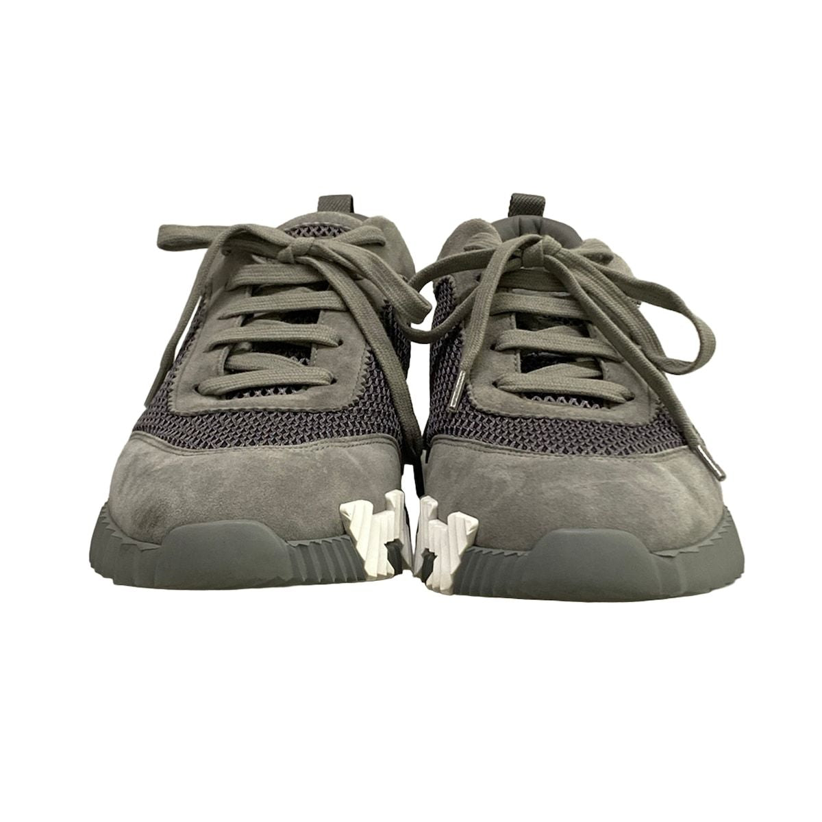 Hermes Sneakers 40 Bouncing Gray White Mesh Graphic Chevre Velour — view 5