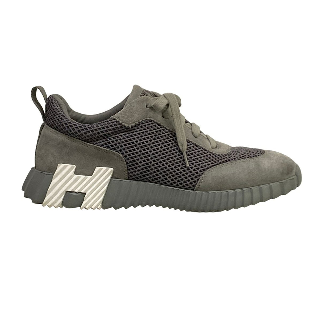 Hermes Sneakers 40 Bouncing Gray White Mesh Graphic Chevre Velour — view 4