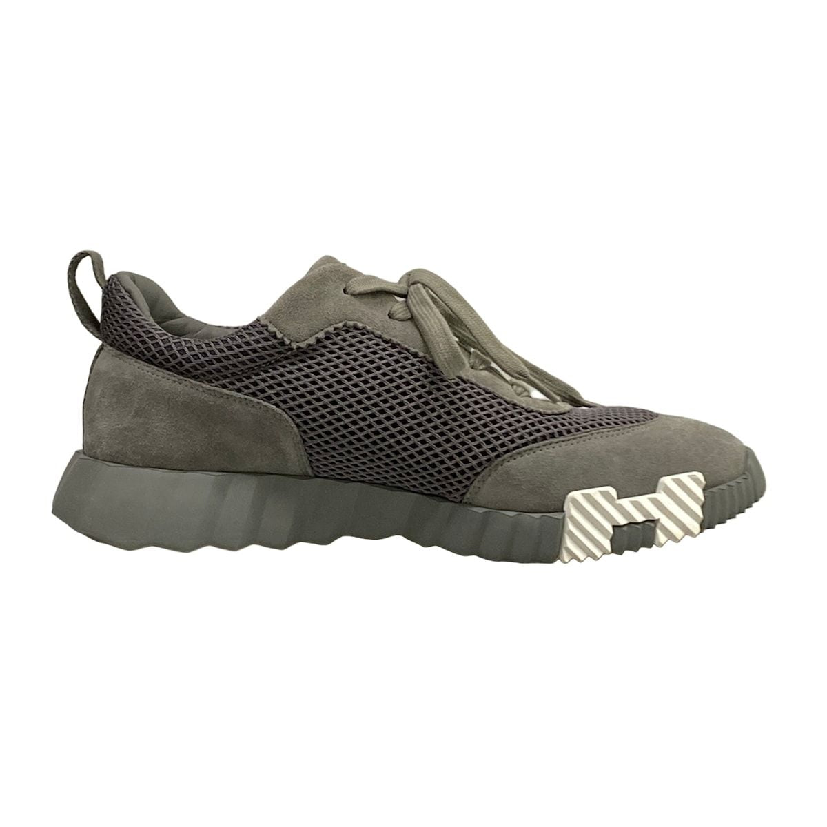 Hermes Sneakers 40 Bouncing Gray White Mesh Graphic Chevre Velour — view 2