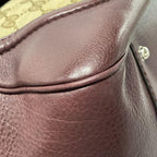 Gucci Shoulder Bag Bamboo GG Pattern Beige Dark Brown Bordeaux Leather — view 6