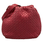 Bottega Veneta Shoulder Bag Intrecciato Pink Drawstring Leather