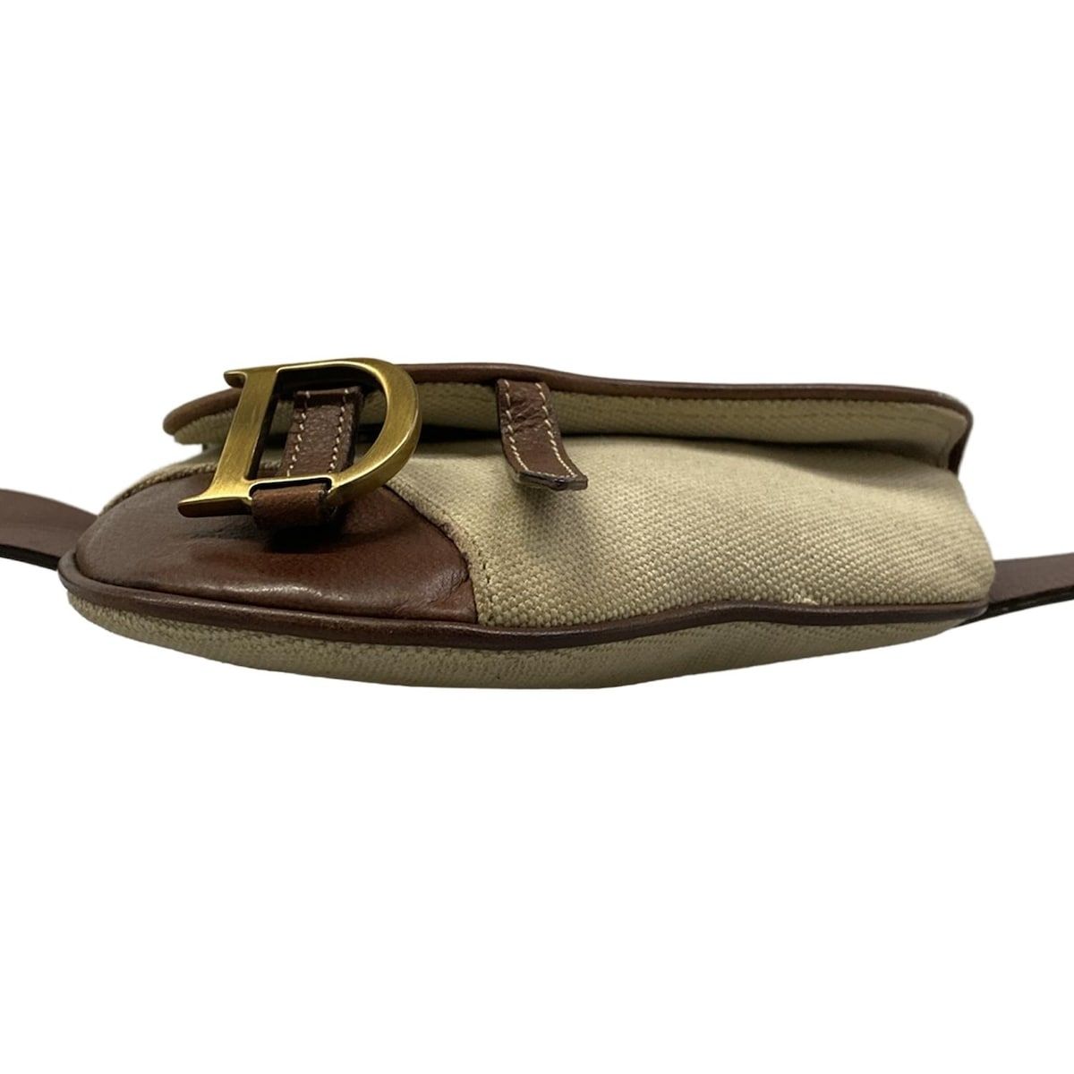 Dior Waist Pouch Saddle Bag Ivory Dark Brown Leather — view 5