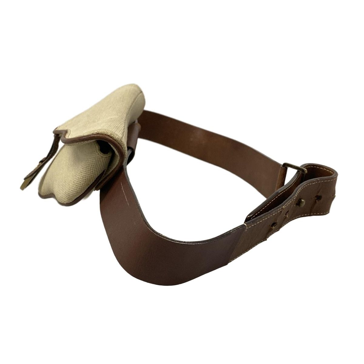 Dior Waist Pouch Saddle Bag Ivory Dark Brown Leather — view 4