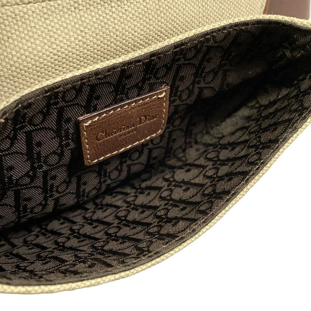 Dior Waist Pouch Saddle Bag Ivory Dark Brown Leather — view 7