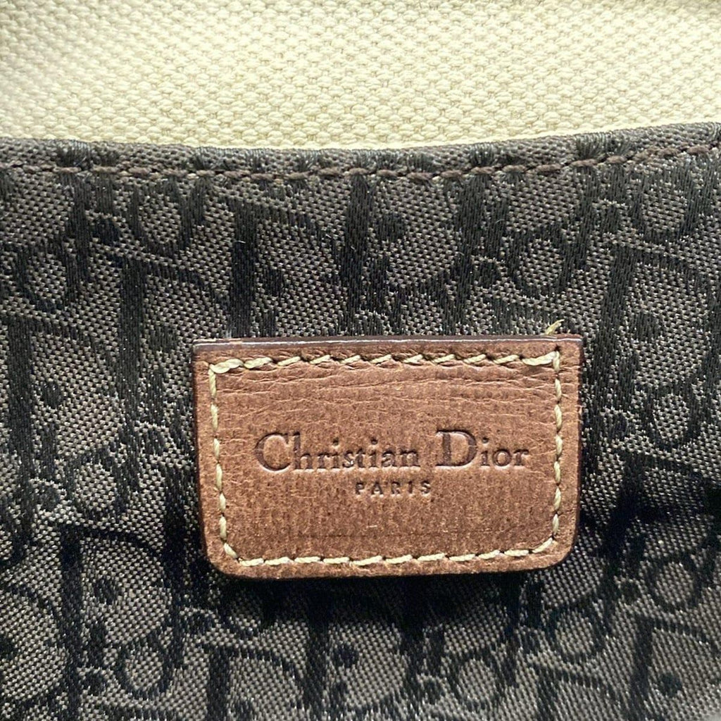 Dior Waist Pouch Saddle Bag Ivory Dark Brown Leather — view 8