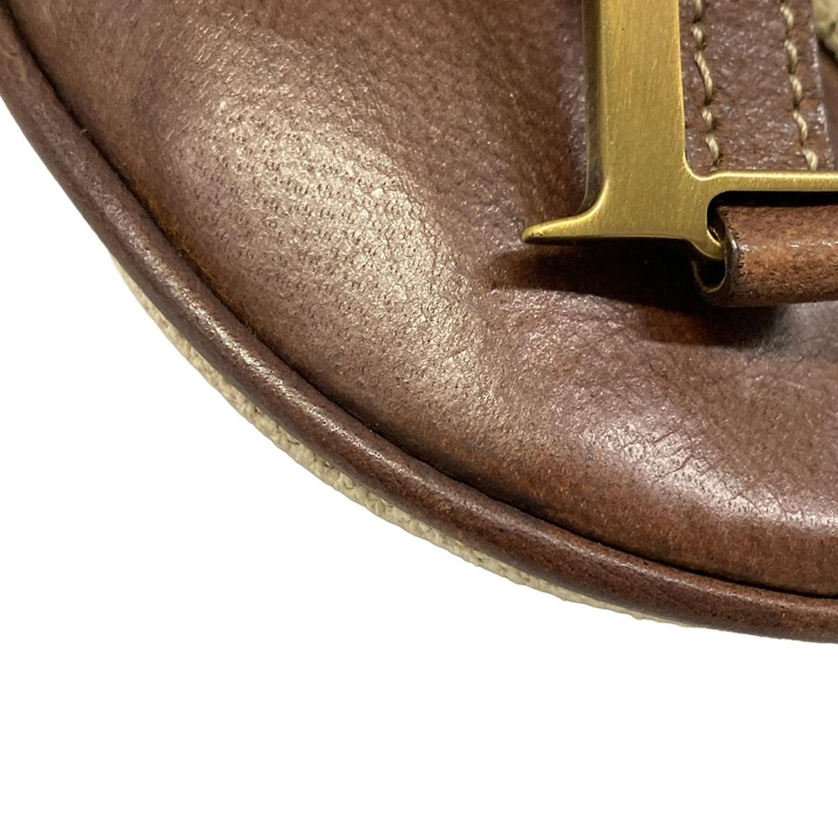 Dior Waist Pouch Saddle Bag Ivory Dark Brown Leather — view 6
