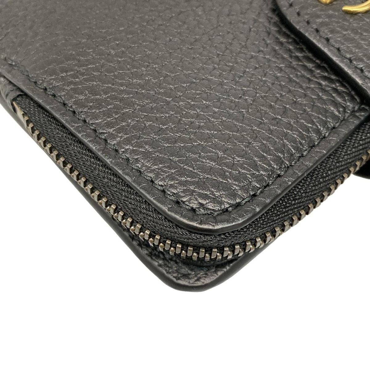 Gucci Bifold Wallet Bamboo Double Compact Black Leather — view 7