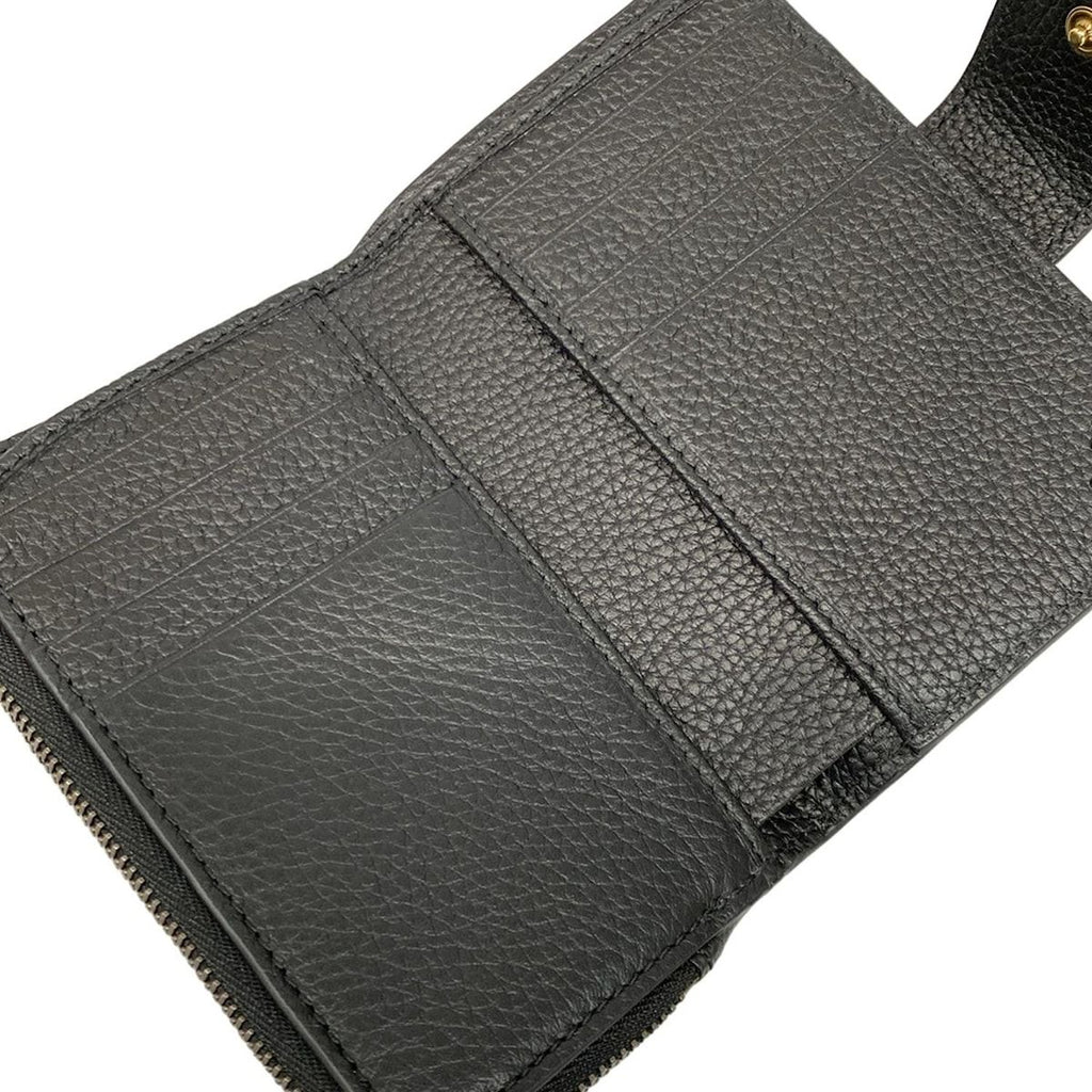 Gucci Bifold Wallet Bamboo Double Compact Black Leather — view 3