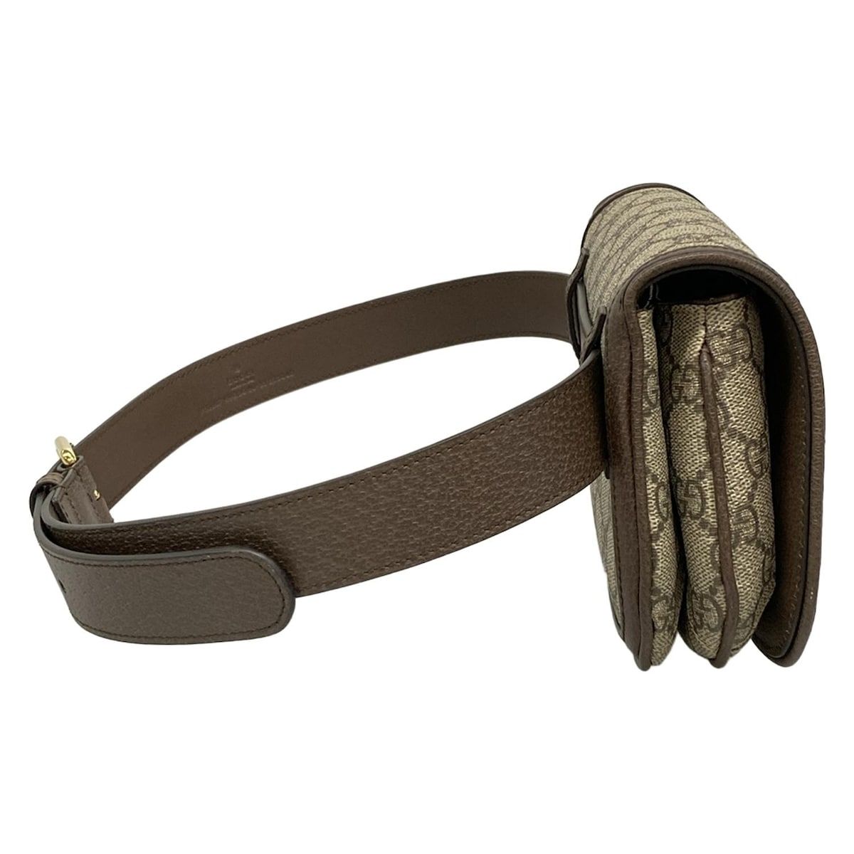 Gucci Waist Pouch Interlocking GG Plus Supreme Dark Brown Beige Leather — view 2