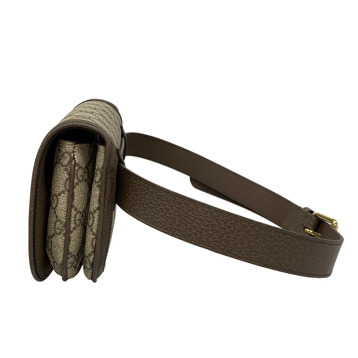 Gucci Waist Pouch Interlocking GG Plus Supreme Dark Brown Beige Leather — view 4