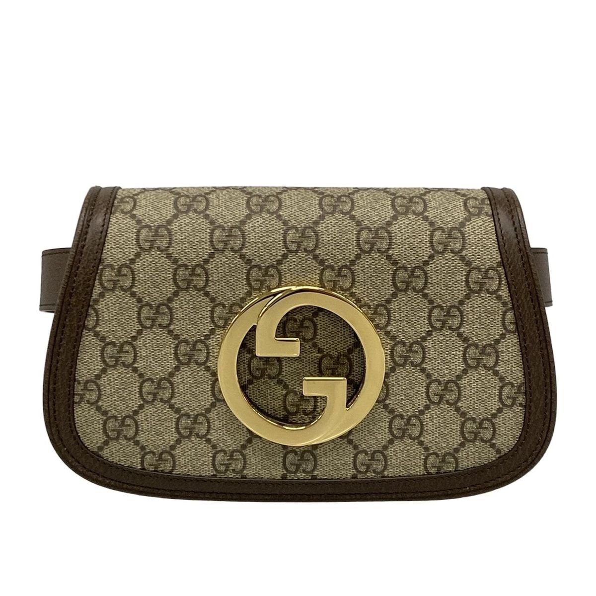 Gucci Waist Pouch Interlocking GG Plus Supreme Dark Brown Beige Leather