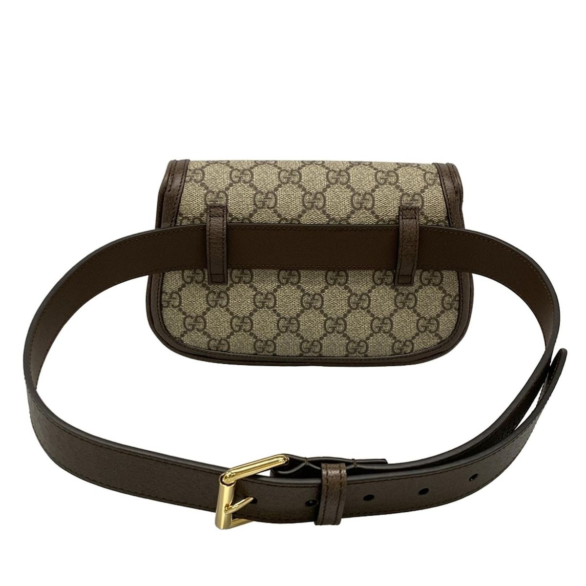 Gucci Waist Pouch Interlocking GG Plus Supreme Dark Brown Beige Leather — view 3