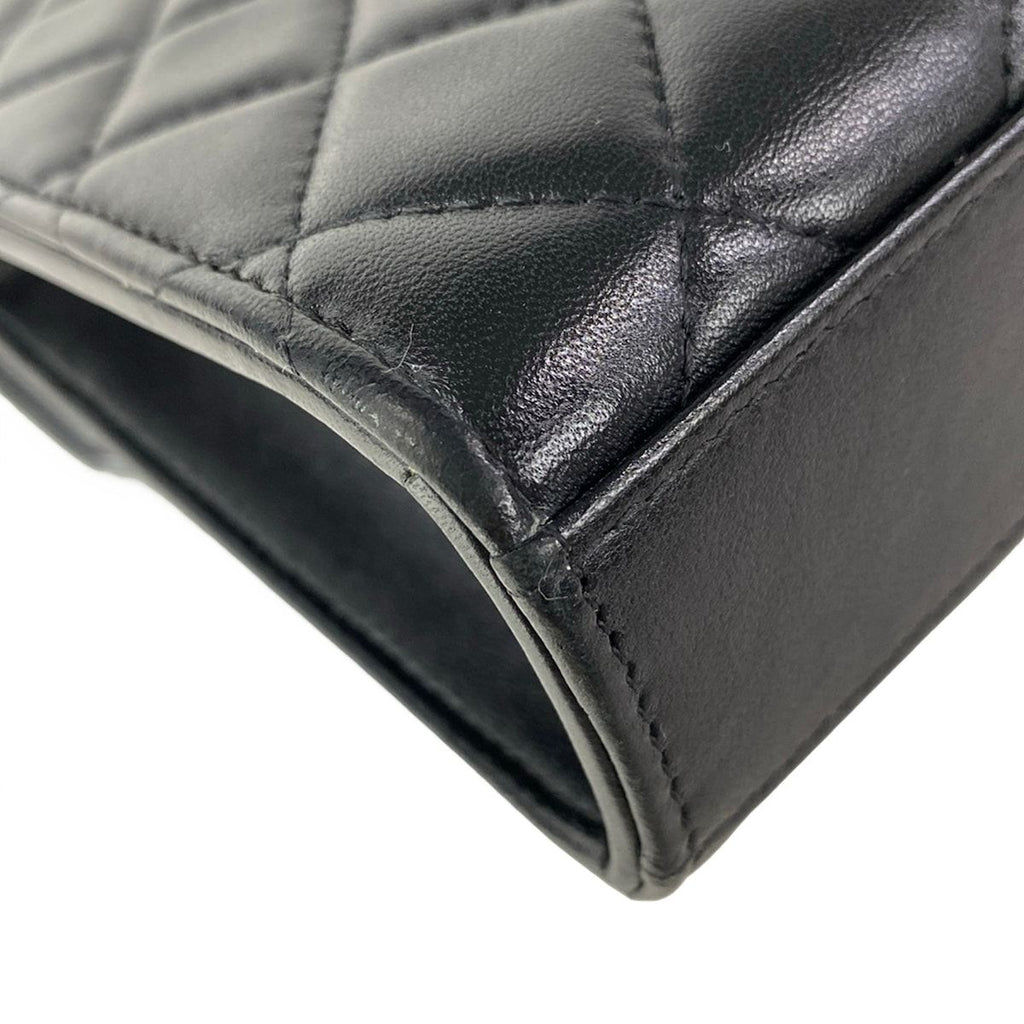 Chanel Shoulder Bag Quilted Black Smartphone Pochette Chain Lambskin — view 6