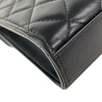 Chanel Shoulder Bag Quilted Black Smartphone Pochette Chain Lambskin — view 6