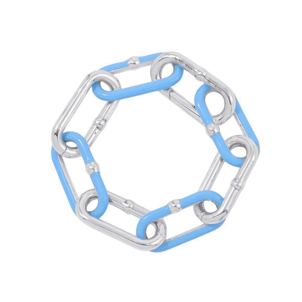 Bottega Veneta Bracelet Chain 925 Sterling Silver Light Blue Enamel
