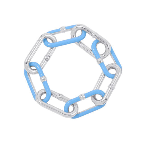 Bottega Veneta Bracelet Chain 925 Sterling Silver Light Blue Enamel