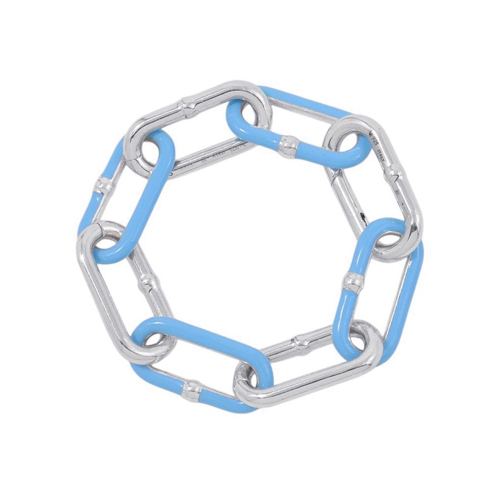 Bottega Veneta Bracelet Chain 925 Sterling Silver Light Blue Enamel