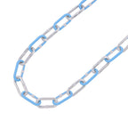 Bottega Veneta Necklace Chain Choker Silver Light Blue Enamel