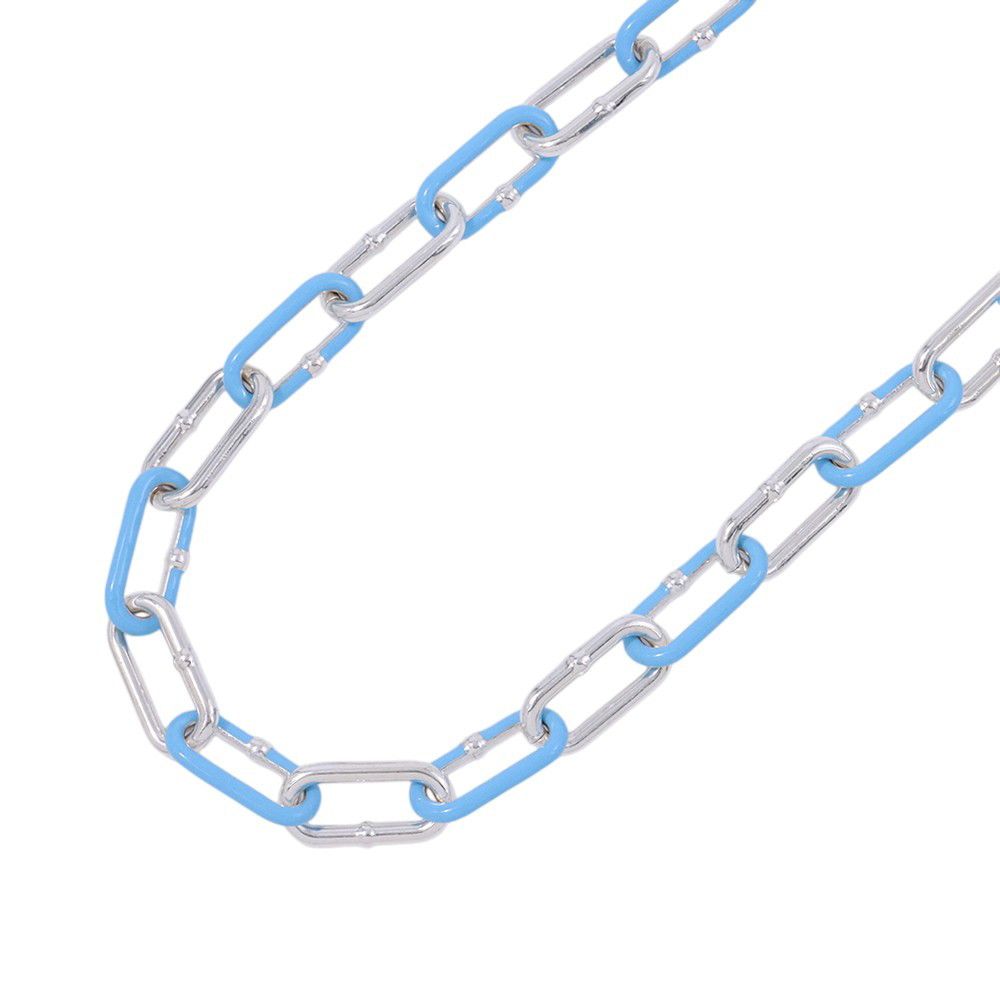 Bottega Veneta Necklace Chain Choker Silver Light Blue Enamel