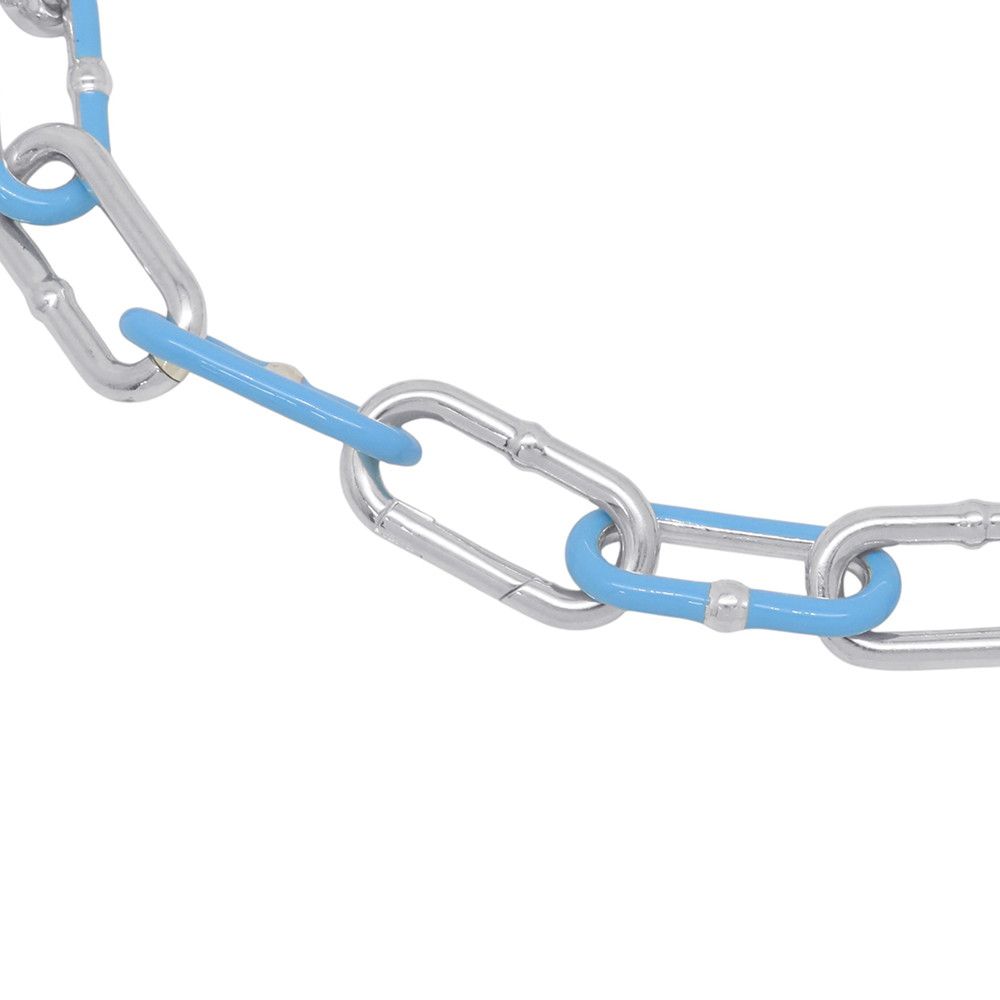 Bottega Veneta Necklace Chain Choker Silver Light Blue Enamel — view 4