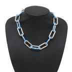 Bottega Veneta Necklace Chain Choker Silver Light Blue Enamel — view 3
