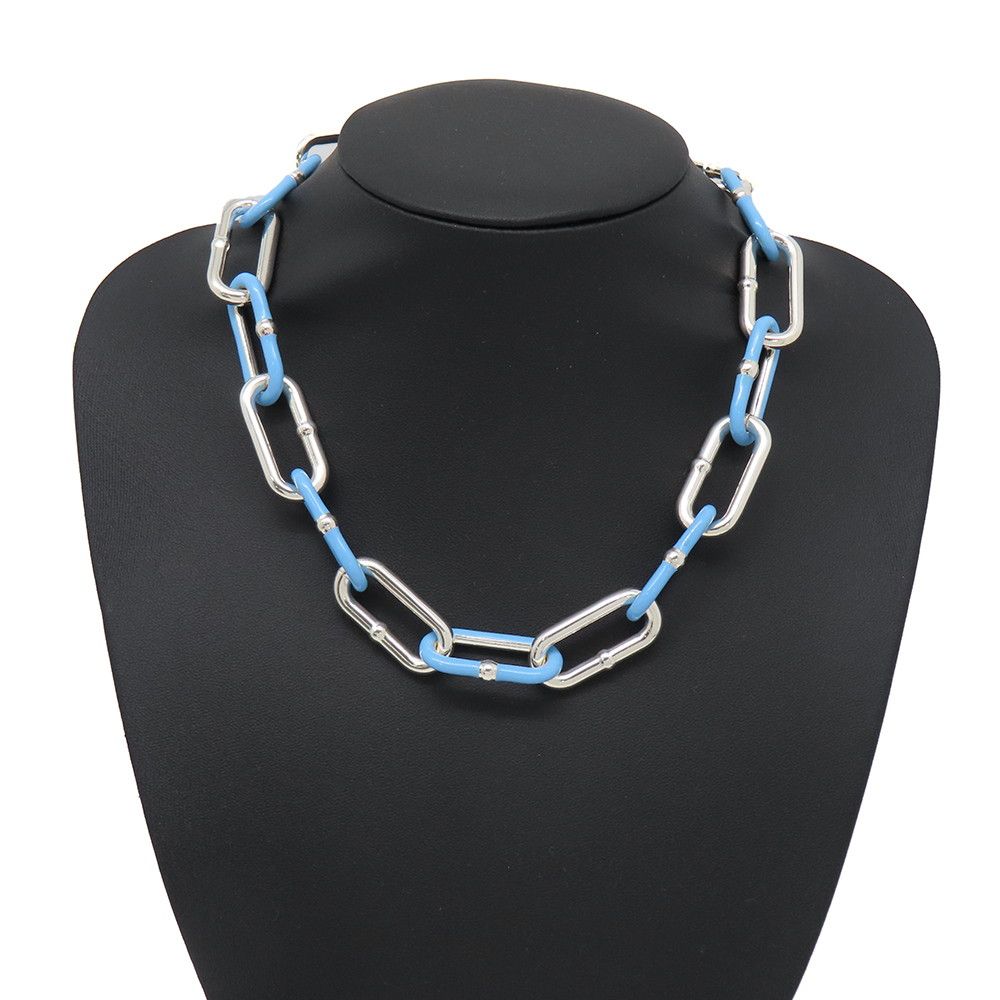 Bottega Veneta Necklace Chain Choker Silver Light Blue Enamel — view 3