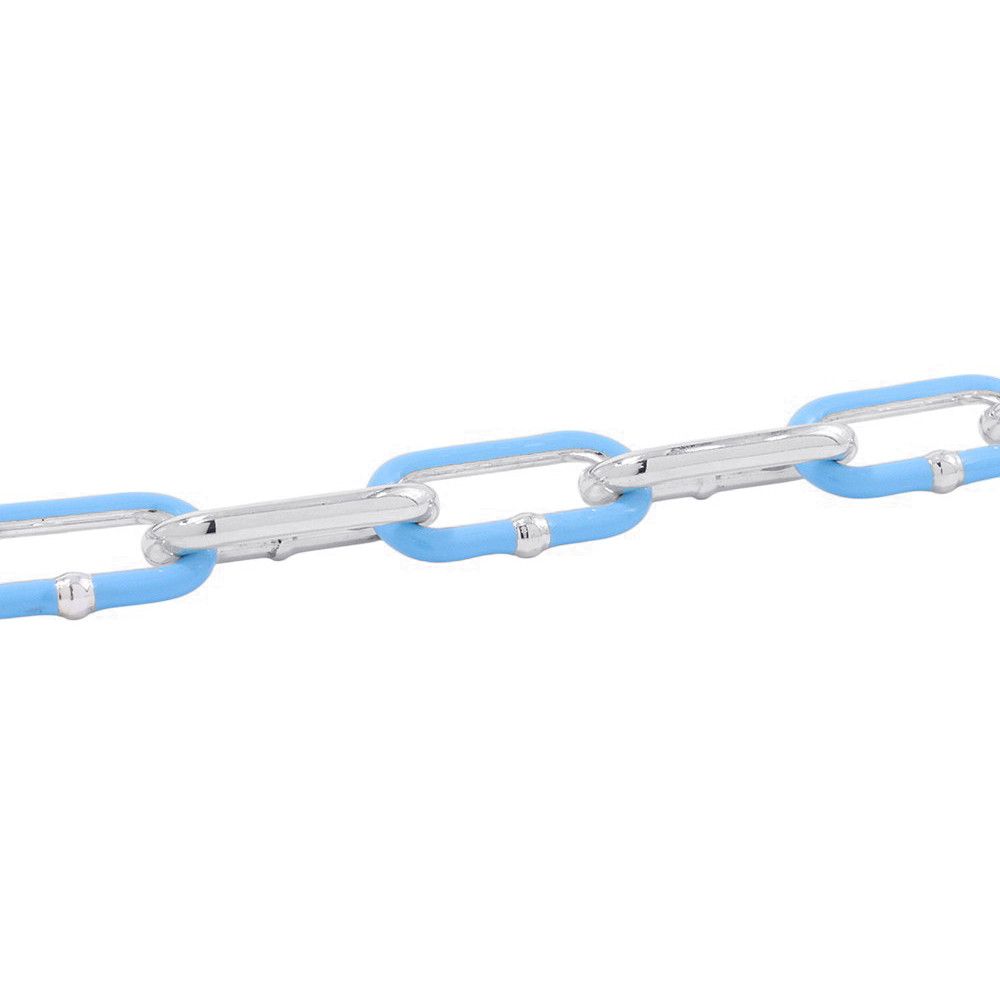 Bottega Veneta Necklace Chain Choker Silver Light Blue Enamel — view 2