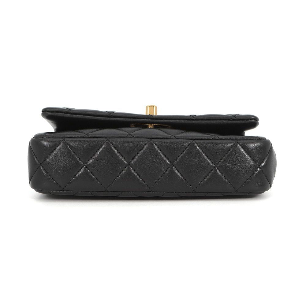 Chanel Chain Shoulder Bag Quilted CC Logo Mini Black — view 3