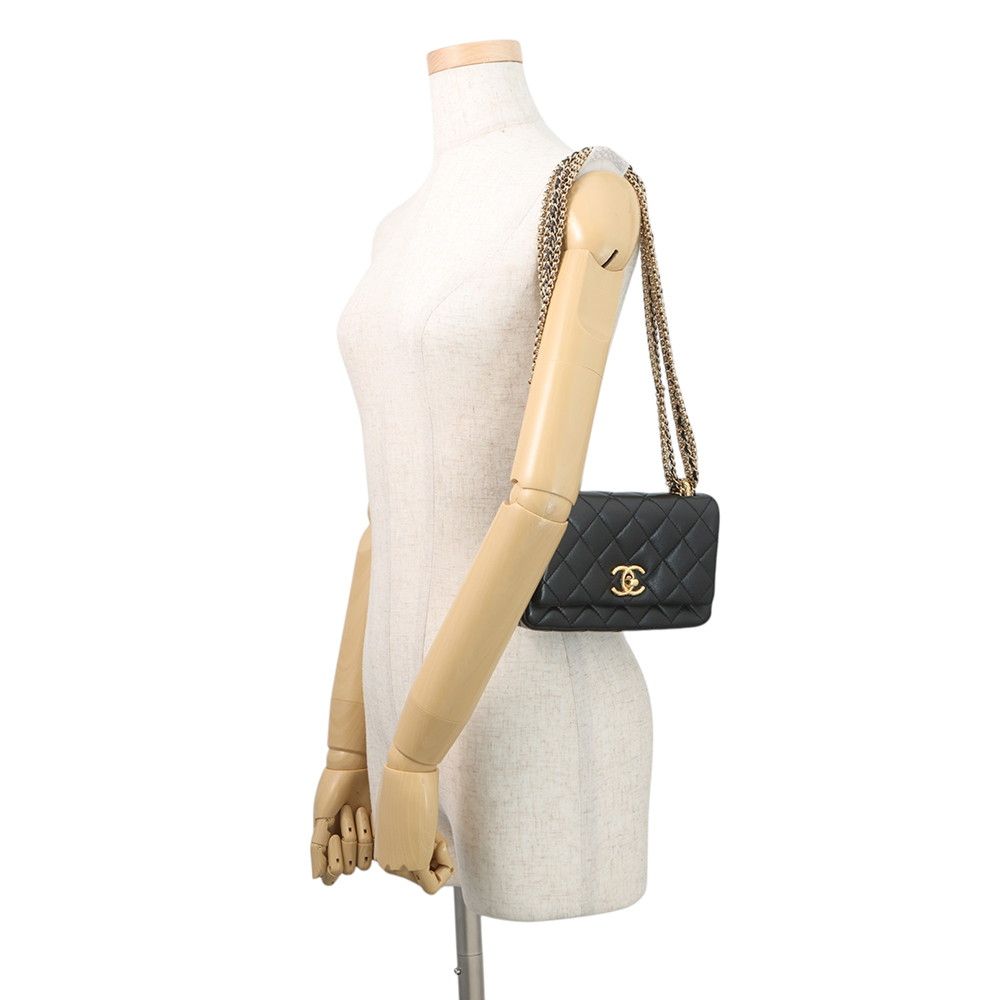 Chanel Chain Shoulder Bag Quilted CC Logo Mini Black — view 4