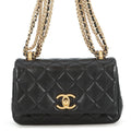 Chanel Chain Shoulder Bag Quilted CC Logo Mini Black