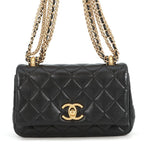 Chanel Chain Shoulder Bag Quilted CC Logo Mini Black