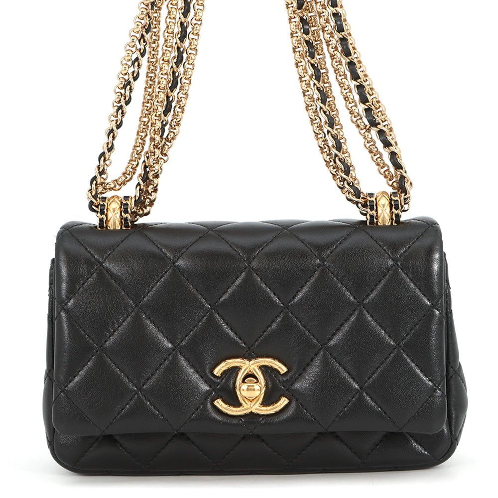 Chanel Chain Shoulder Bag Quilted CC Logo Mini Black