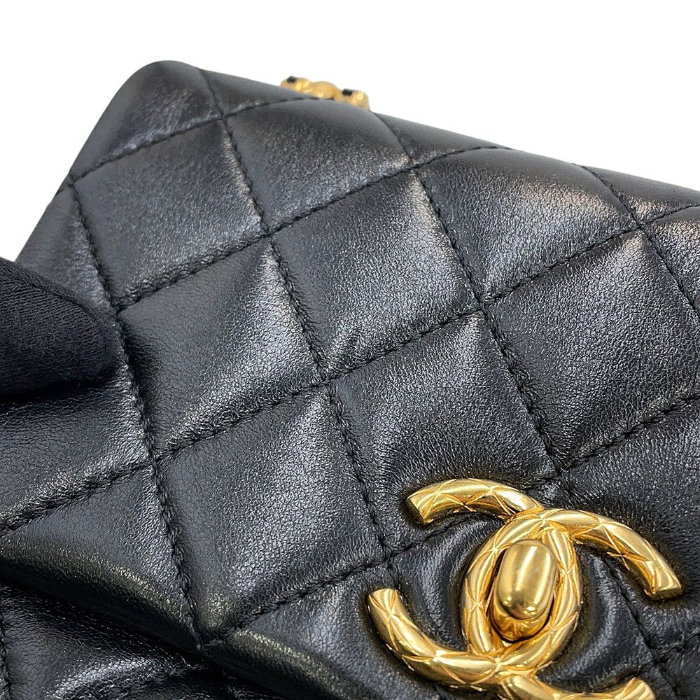 Chanel Chain Shoulder Bag Quilted CC Logo Mini Black — view 7