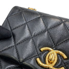 Chanel Chain Shoulder Bag Quilted CC Logo Mini Black — view 7