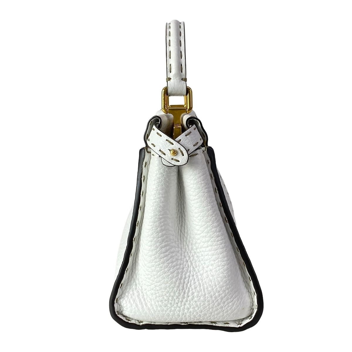 Fendi Handbageria Selleria Peekaboo Iconic Small White Leather Handbag — view 4