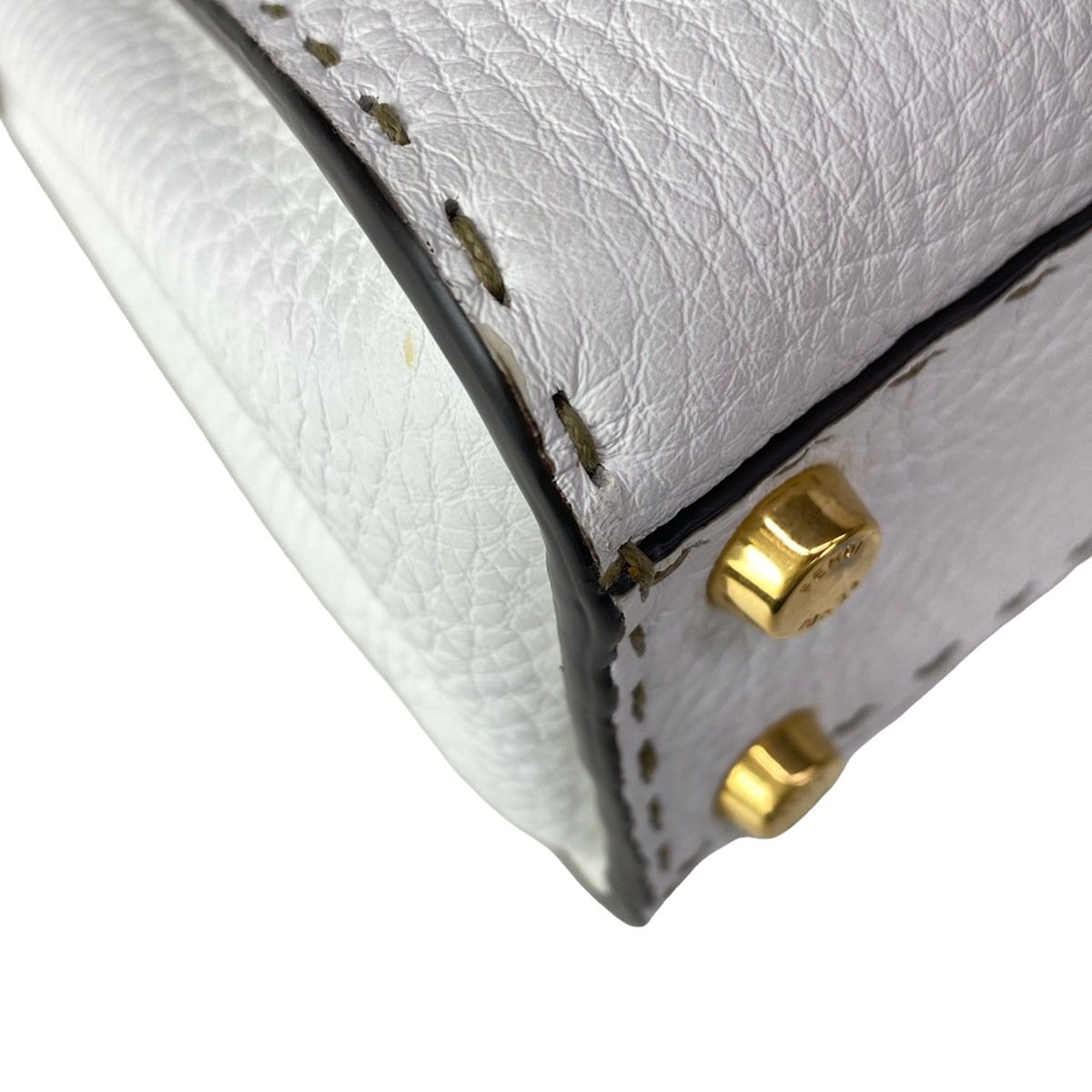 Fendi Handbageria Selleria Peekaboo Iconic Small White Leather Handbag — view 8