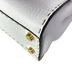 Fendi Handbageria Selleria Peekaboo Iconic Small White Leather Handbag — view 9