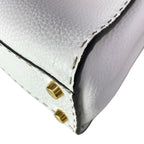 Fendi Handbageria Selleria Peekaboo Iconic Small White Leather Handbag — view 7