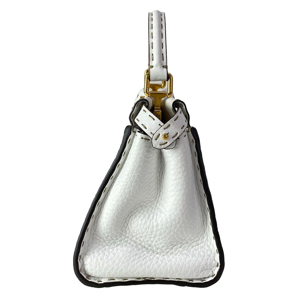 Fendi Handbageria Selleria Peekaboo Iconic Small White Leather Handbag — view 2