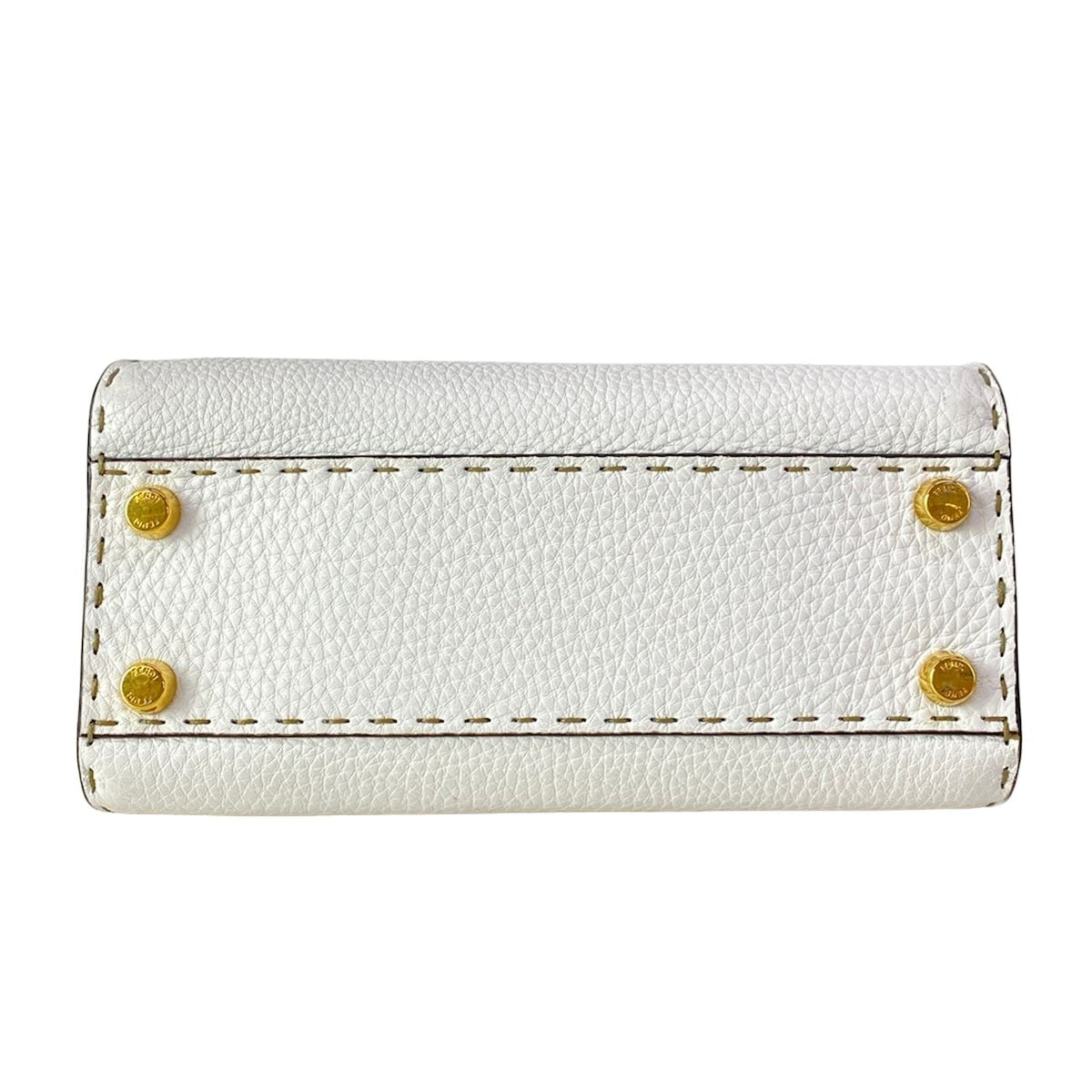 Fendi Handbageria Selleria Peekaboo Iconic Small White Leather Handbag — view 5