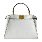Fendi Handbageria Selleria Peekaboo Iconic Small White Leather Handbag — view 3