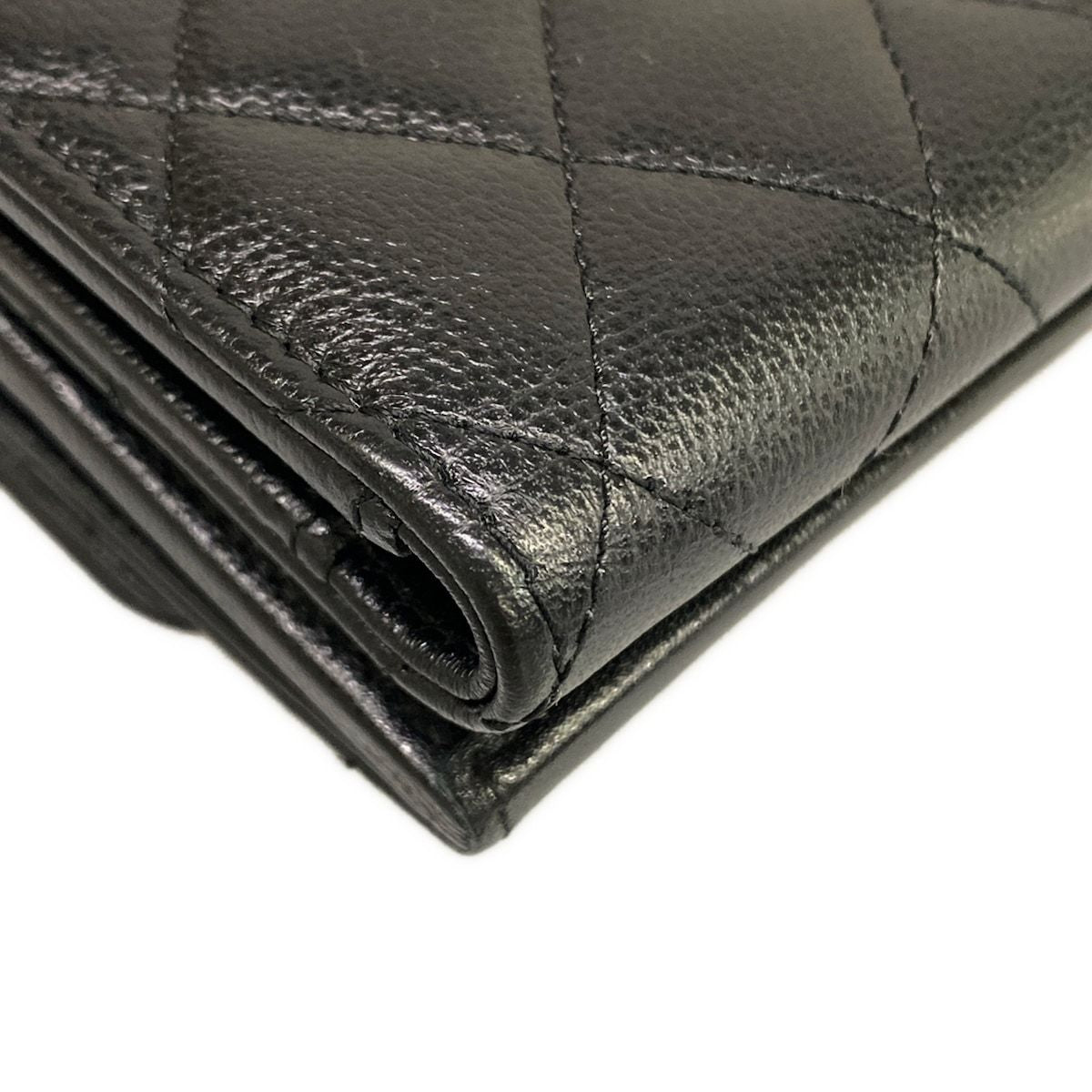 Chanel Trifold Wallet Small Flap Walletmatelasse Black Double Coco Clip Silver — view 7