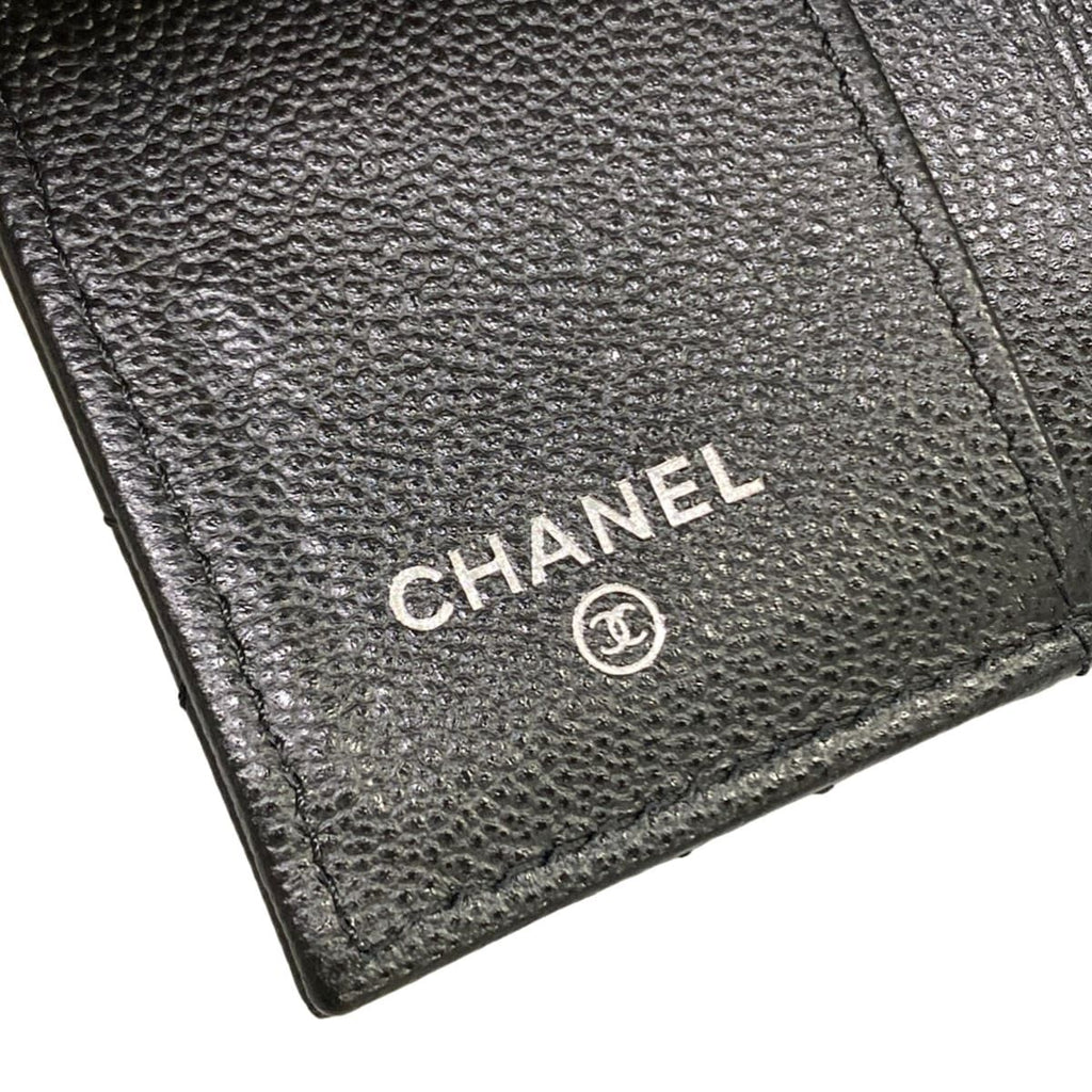 Chanel Trifold Wallet Small Flap Walletmatelasse Black Double Coco Clip Silver — view 5