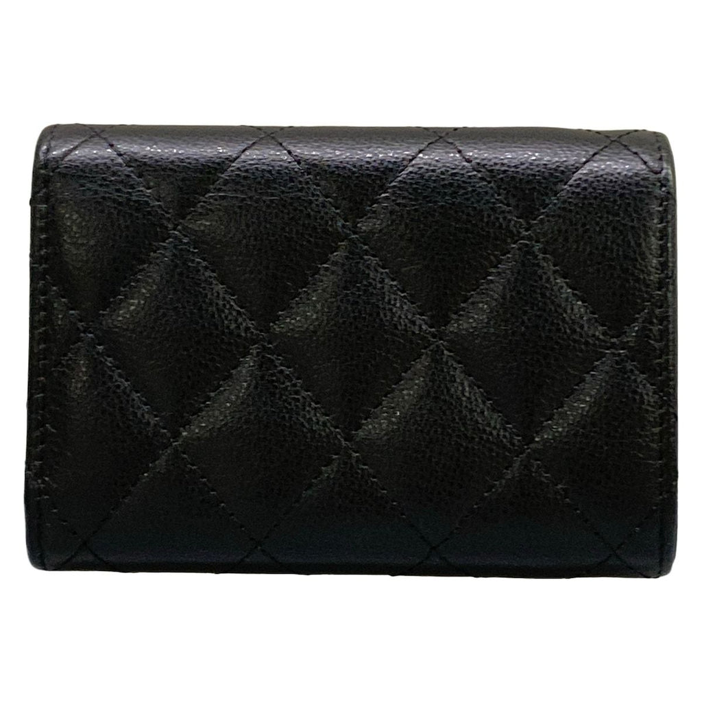 Chanel Trifold Wallet Small Flap Walletmatelasse Black Double Coco Clip Silver — view 2