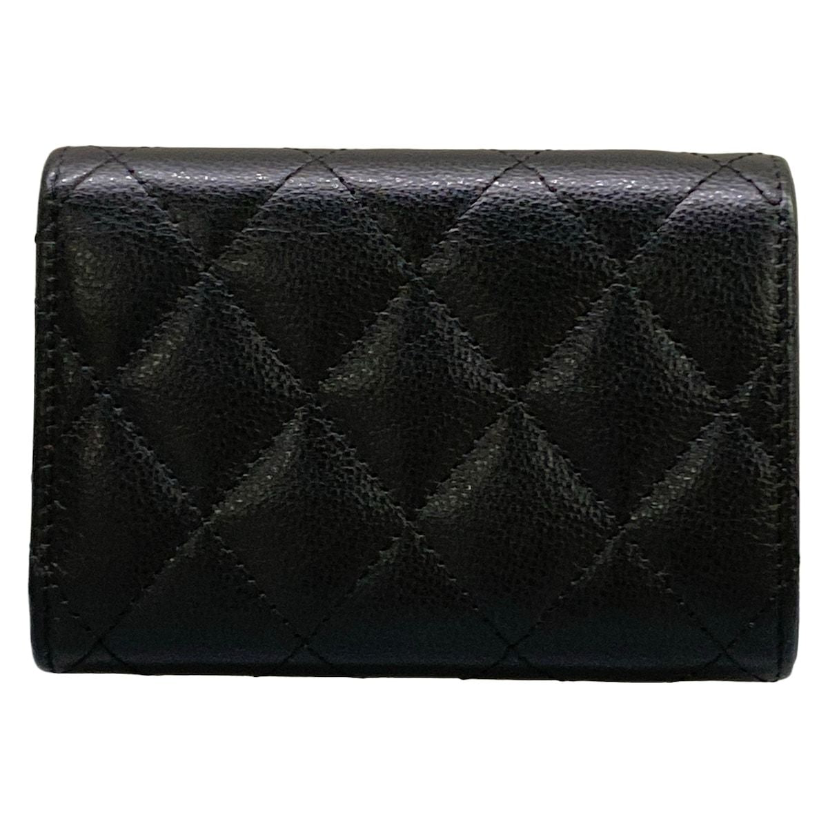 Chanel Trifold Wallet Small Flap Walletmatelasse Black Double Coco Clip Silver — view 2